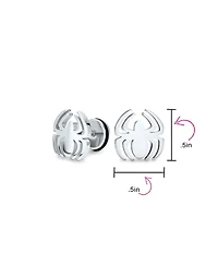 Bling Jewelry Set of 2 Black Widow Spider Ear Plug Illusion Stud Earrings Surgical Steel 16G