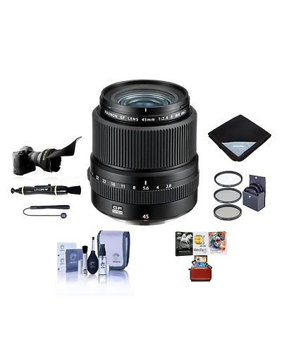 Fujifilm Gf 45mm f/2.8 R Wr Lens, Bundle with ProOptic 62mm Filter Kit, Lens Cap Tether, Cleaning Kit, Flex Lens Shade, Lens Wrap, LensPen Cleaner, Ma