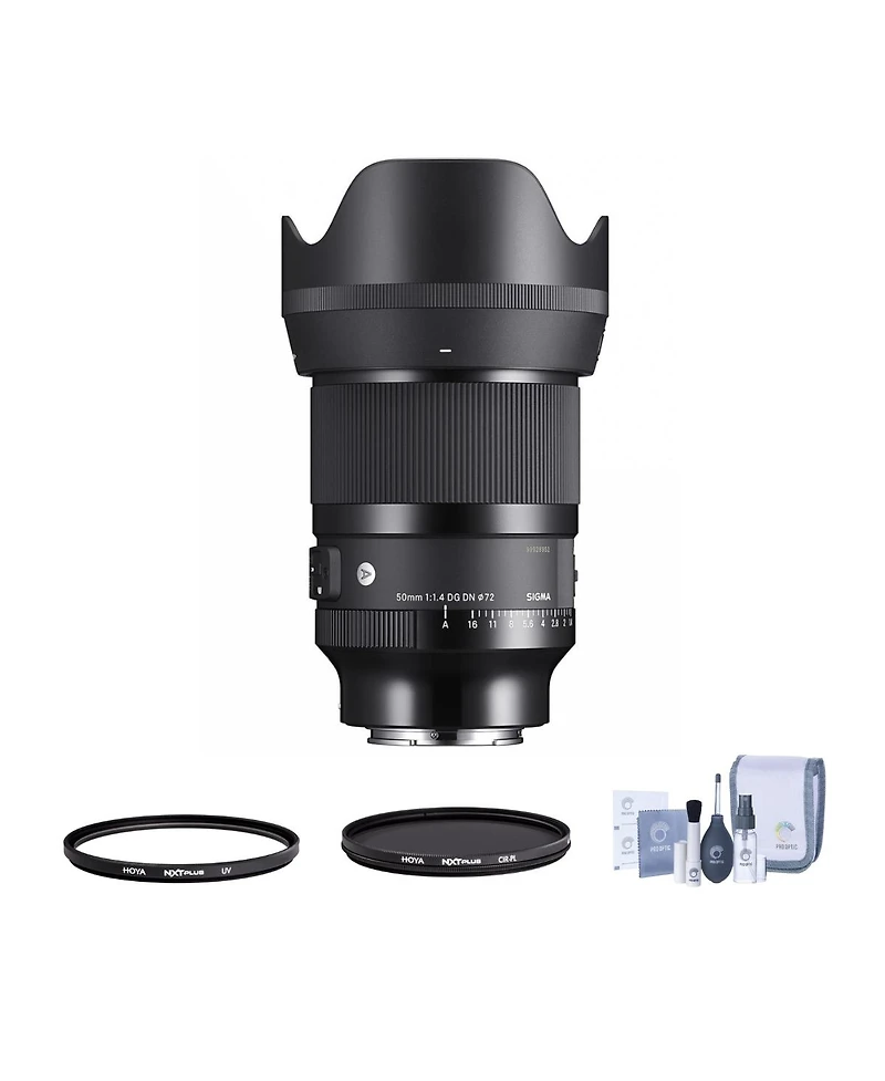 Sigma 50mm f/1.4 Dg Dn Art Lens for Sony E Bundle with Hoya 72mm Multi-Coated Uv and Cpl Filters, Cleaning Kit