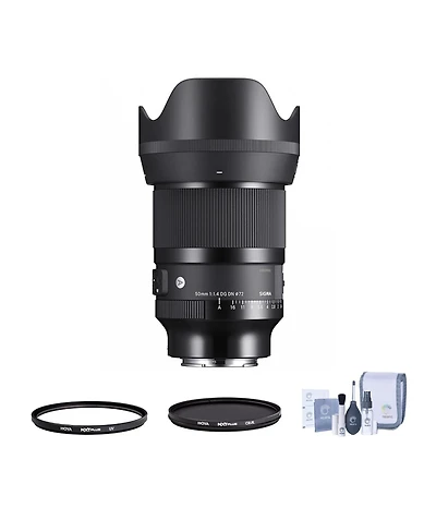 Sigma 50mm f/1.4 Dg Dn Art Lens for Sony E Bundle with Hoya 72mm Multi-Coated Uv and Cpl Filters, Cleaning Kit