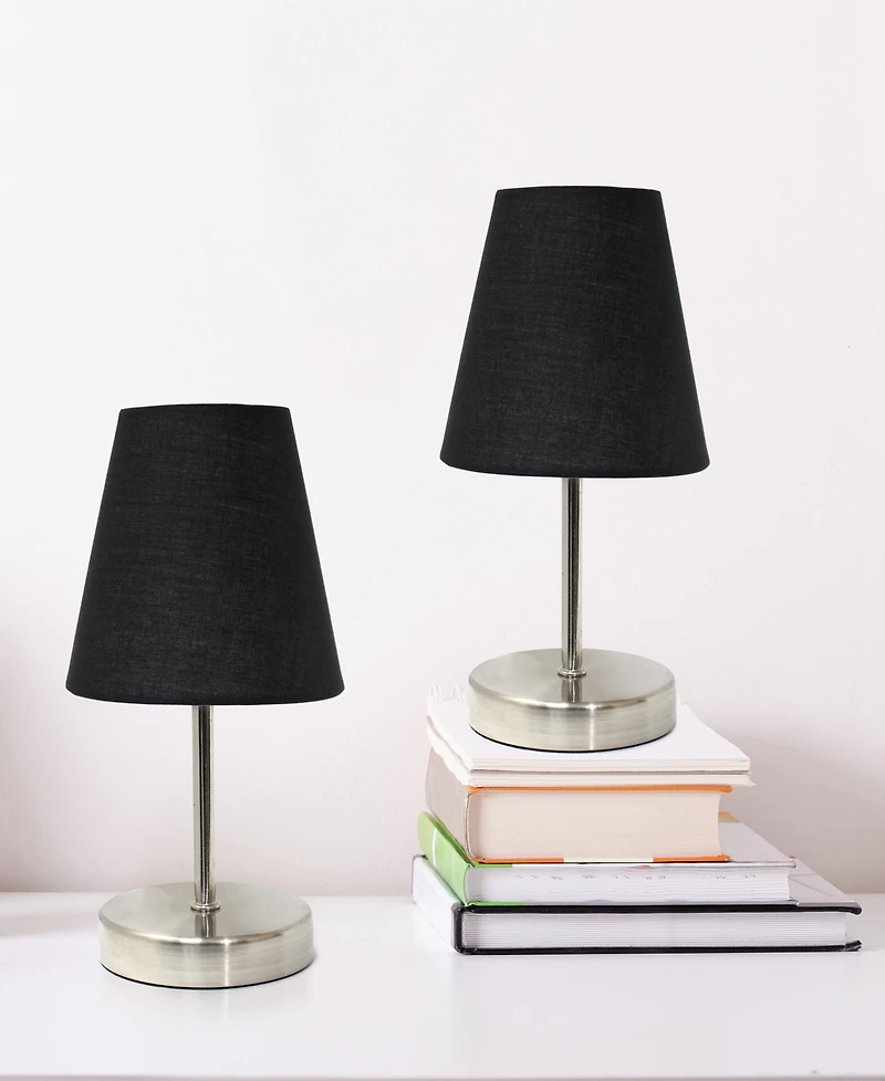 Creekwood Home 10.5" Metal Iconic Duo Mini Sand Nickel Table Lamp Set