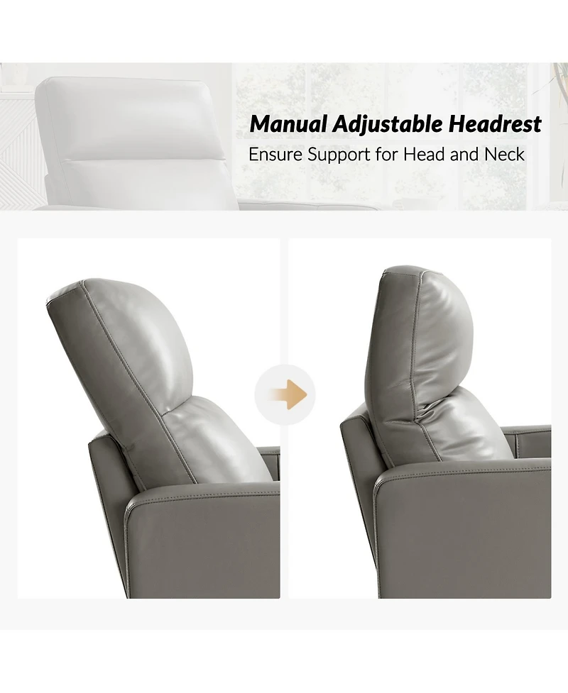 Josefa Genuine Leather Upholstered Swivel Rocker Recliner