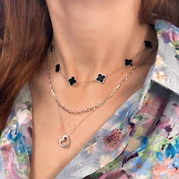 The Lovery Gold Open Heart Necklace 14K White Gold