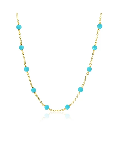 The Lovery Turquoise Bead Station Necklace 14K Gold