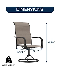 Piece Metal Patio Outdoor Dining Set with Square Table with 1.65 in. Umbrella Hole and Swivel Chairs