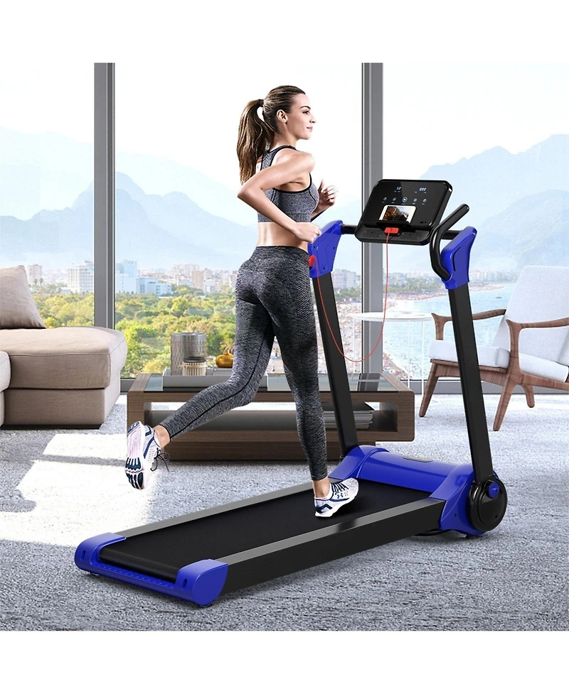 2.25 Hp Electric Motorized Folding Running Treadmill Machine with Led Display-Navy
