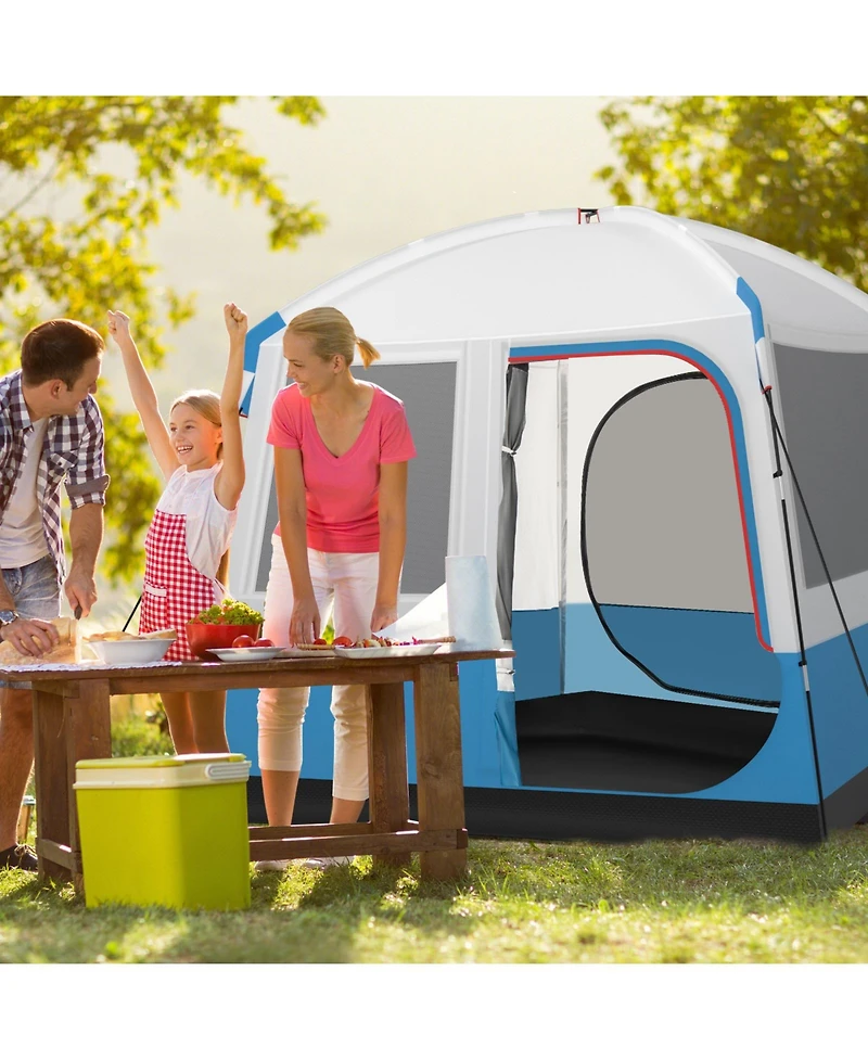 5 Person Camping Tent with Mesh Windows and Carrying Bag for Camping Hiking Traveling-White