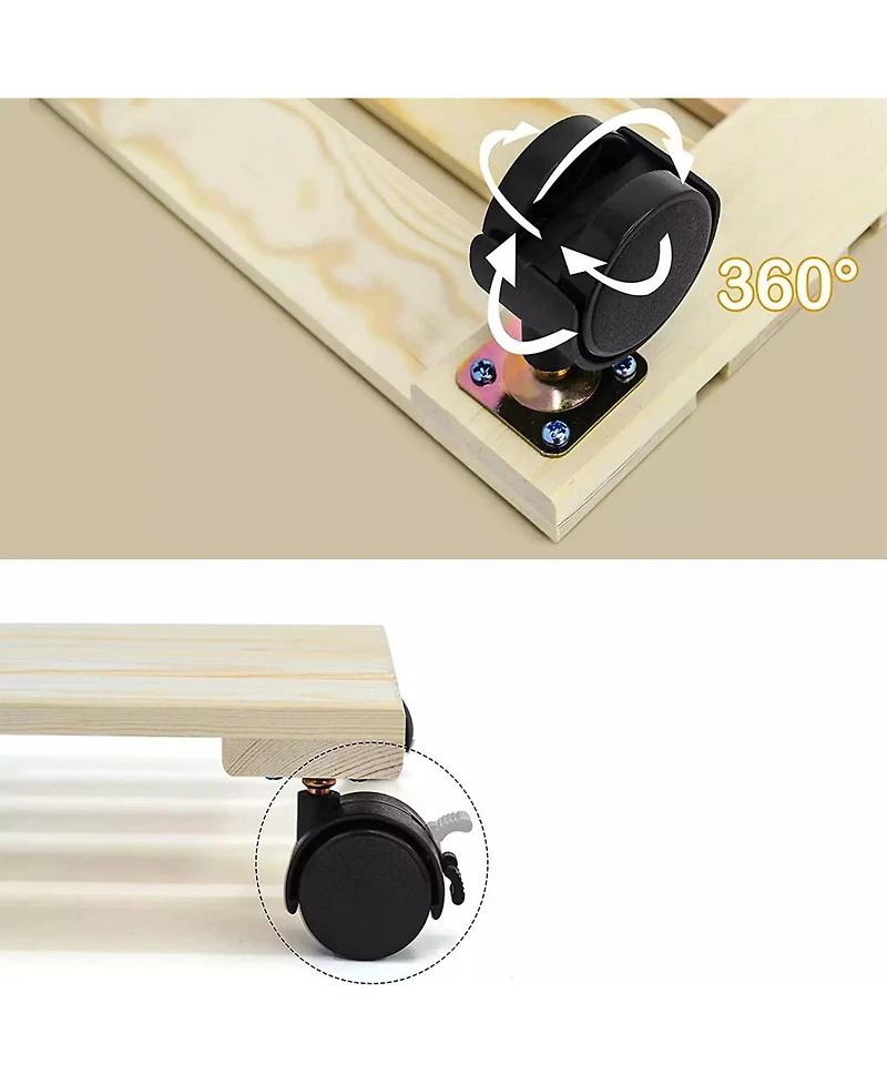 Alladinbox 2-Pack Wooden Plant Stand Caddy with Lockable Wheels Heavy Duty