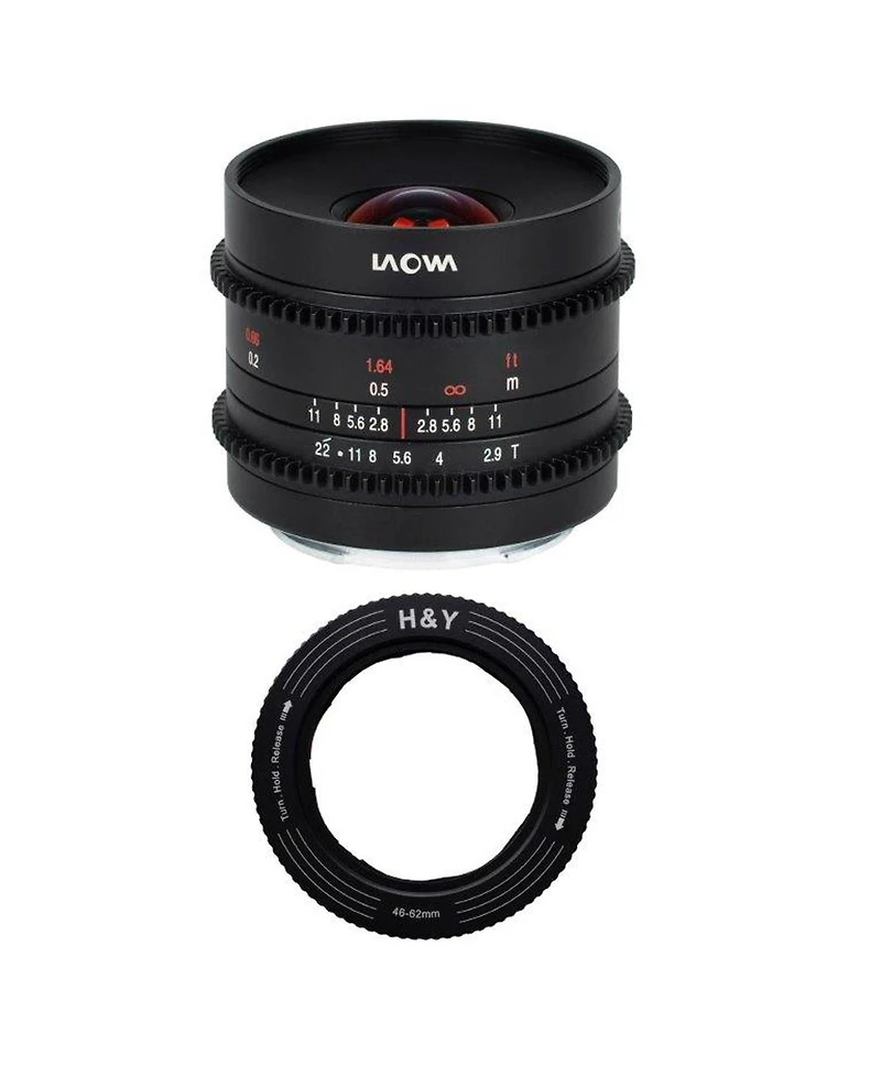 Venus Laowa 9mm T2.9 Zero-d Cine Lens for Fuji X with H&Y RevoRing 46-62mm Variable Adapter