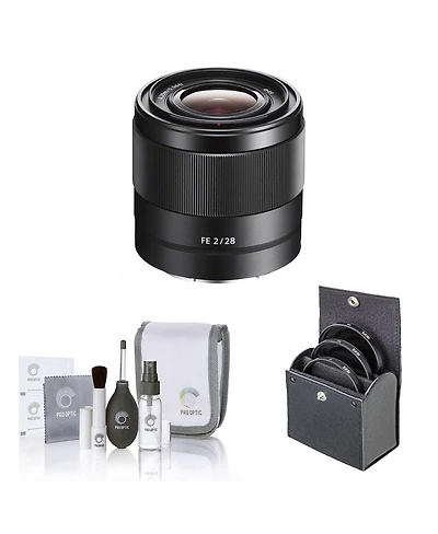 Sony Fe 28mm f/2 Lens for Sony E, Bundle with 49mm Filter Kit, Cleaning Kit