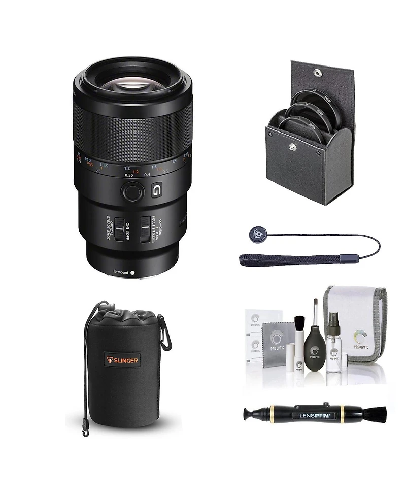 Sony Fe 90mm f/2.8 Macro G Oss Lens, Bundle with 62mm Filter Kit, Lens Case, Cleaning Kit, Lens Cleaner, Lens Cap Tether