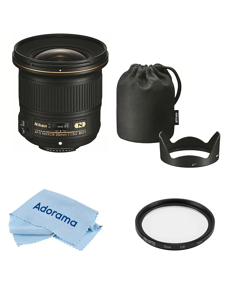 Nikon 20mm f/1.8G Ed Af-s Nikkor Lens, Bundle with ProOptic 77mm Multi Coated Uv Slim Filter, Cleaning Cloth