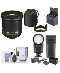 Nikon 20mm f/1.8G Ed Af-s Nikkor Lens, Bundle with Flashpoint Zoom Li-on X R2 Flash Speedlight for Nikon, ProOptic 77mm Filter Kit, Cleaning Kit