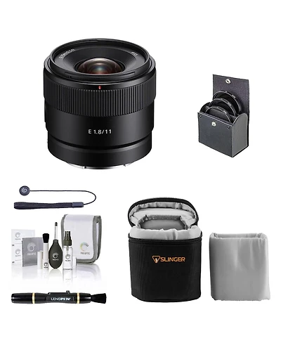 Sony E 11mm f/1.8 Lens for Sony E, Bundle with ProOptic 55mm Filter Kit, Lens Case, Lens Cleaner, Cleaning Kit, Lens Cap Tether