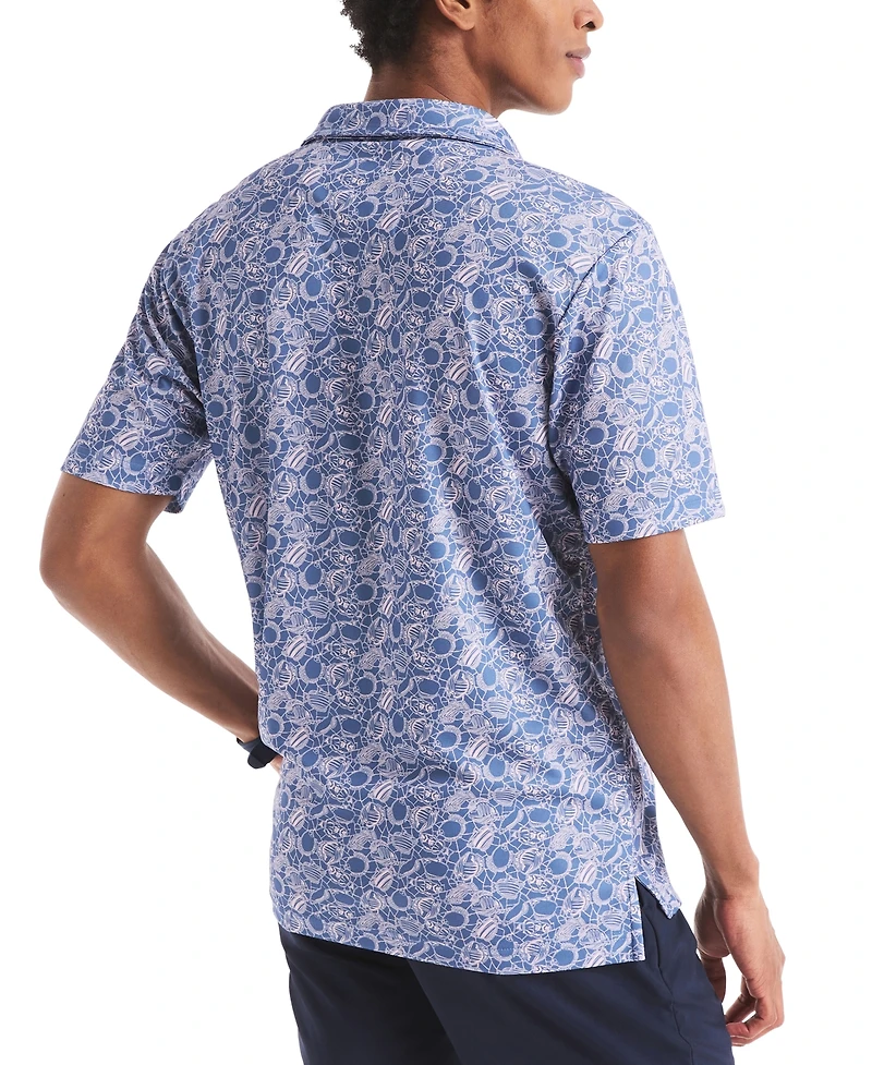 Nautica Men's Classic-Fit Moisture-Wicking Printed Performance Golf Polo Shirt