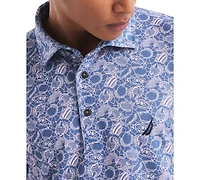 Nautica Men's Classic-Fit Moisture-Wicking Printed Performance Golf Polo Shirt