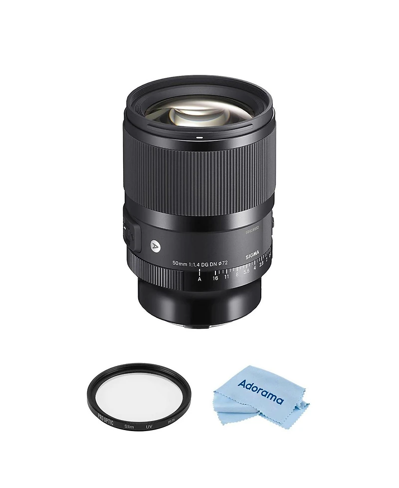 Sigma 50mm f/1.4 Dg Dn Art Lens for L Mount Bundle with 72mm Multi Coated Uv Filter, Microfiber Cleaning Cloth