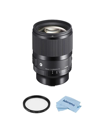 Sigma 50mm f/1.4 Dg Dn Art Lens for L Mount Bundle with 72mm Multi Coated Uv Filter, Microfiber Cleaning Cloth