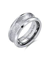 Bling Jewelry Celtic Knot Dragon Inlay Couples Concave Titanium Promise Band Ring Black Silver Gold Tone Comfort Fit 8mm