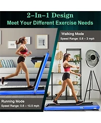 4.75HP 2 In 1 Folding Treadmill with Remote App Control-Navy