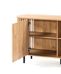 LuxenHome Light Oak Finish Engineered Wood 2-Door 58-Inch Wide Buffet Cabinet