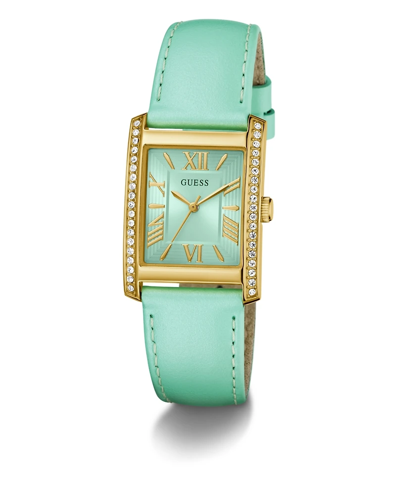 Guess Women's Analog Green Leather Watch, 27mm