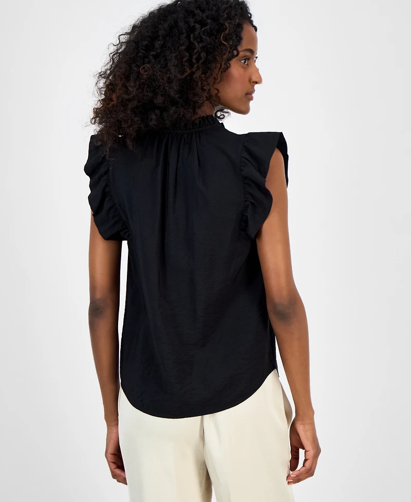 Anne Klein Women's Sleeveless Textured Ruffle Blouse