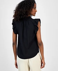 Anne Klein Women's Sleeveless Textured Ruffle Blouse