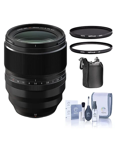 Fujifilm Xf 50mm f/1.0 R Wr Lens, Black, Bundle with Hoya 77mm Uv+Cpl Filter Kit, Lens Case, Cleaning Kit