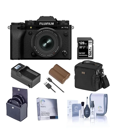 Fujifilm X-T5 Mirrorless Camera, Black with Xf 16-50mm f/2.8-4.8 R Lm Wr Lens, Bundle with 128GB Memory Card, Shoulder Bag, Np-W235 Battery, Smart Cha