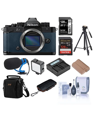 Nikon Z f Mirrorless Camera, Blue, Bundle with 2x 128GB Memory Card, Backpack, En-EL15c Battery, Smart Charger Plate, Dual Smart Charger, Microphone,