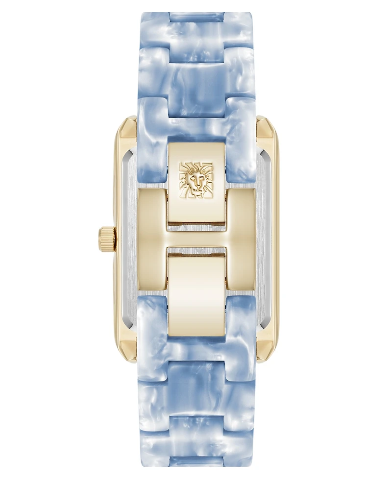 Anne Klein Women's Quartz Delicate Rectangular Light Blue Acetate Bracelet Watch, 26mm