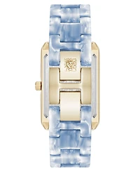 Anne Klein Women's Quartz Delicate Rectangular Light Blue Acetate Bracelet Watch, 26mm