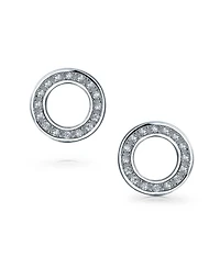 Bling Jewelry Set of 2 Open Circle Disc Pave Cz Stud Earrings Rose Gold Plated Sterling Silver