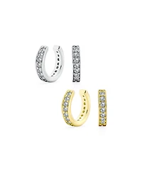Bling Jewelry Set of 2 Ear Cuff Cartilage Cz Band Clip Wrap Helix Earrings Silver Gold Plated