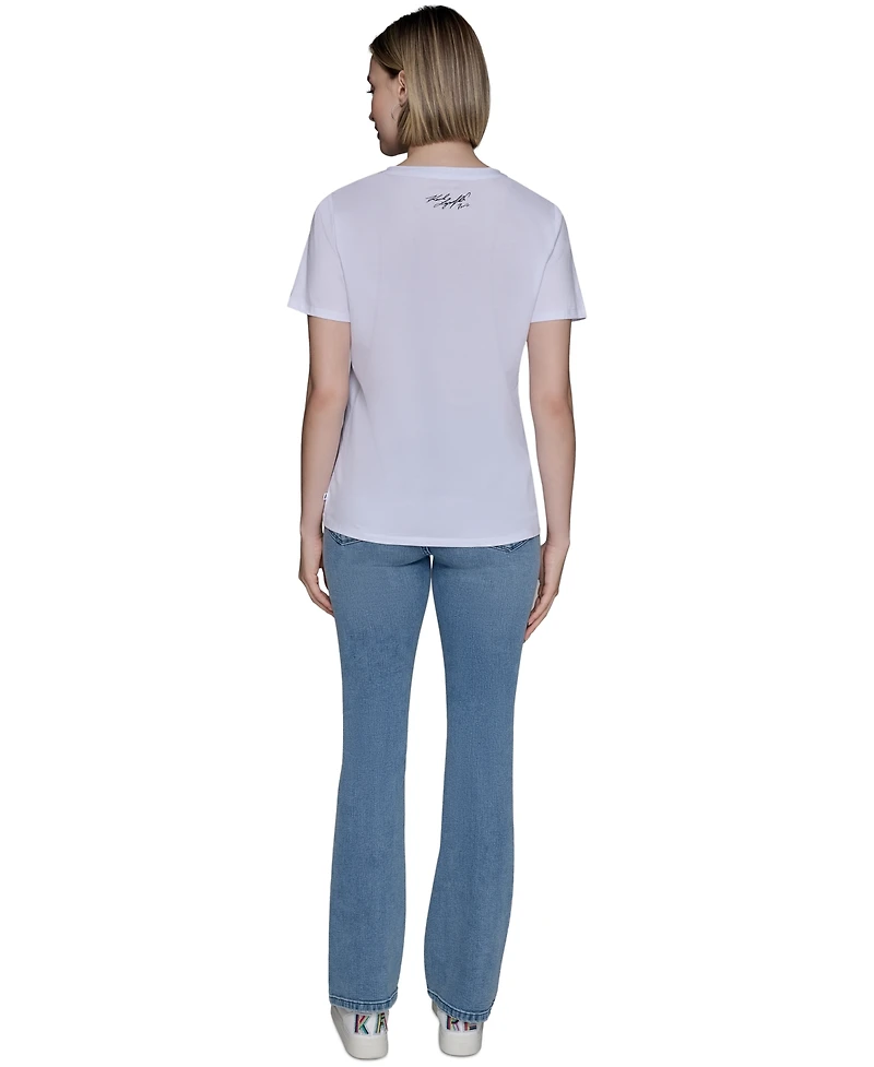 Karl Lagerfeld Paris Petite Multi Embroidered T-Shirt