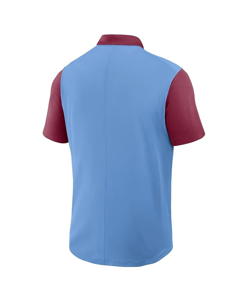 Nike Men's Light Blue/Burgundy Philadelphia Phillies Cooperstown Collection Color-Block Victory Performance Polo Shirt