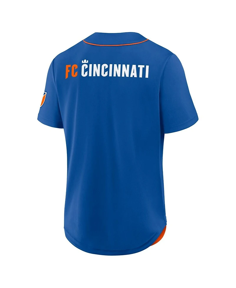 Fanatics Men's Blue Fc Cincinnati Injury Time Baseball Jersey