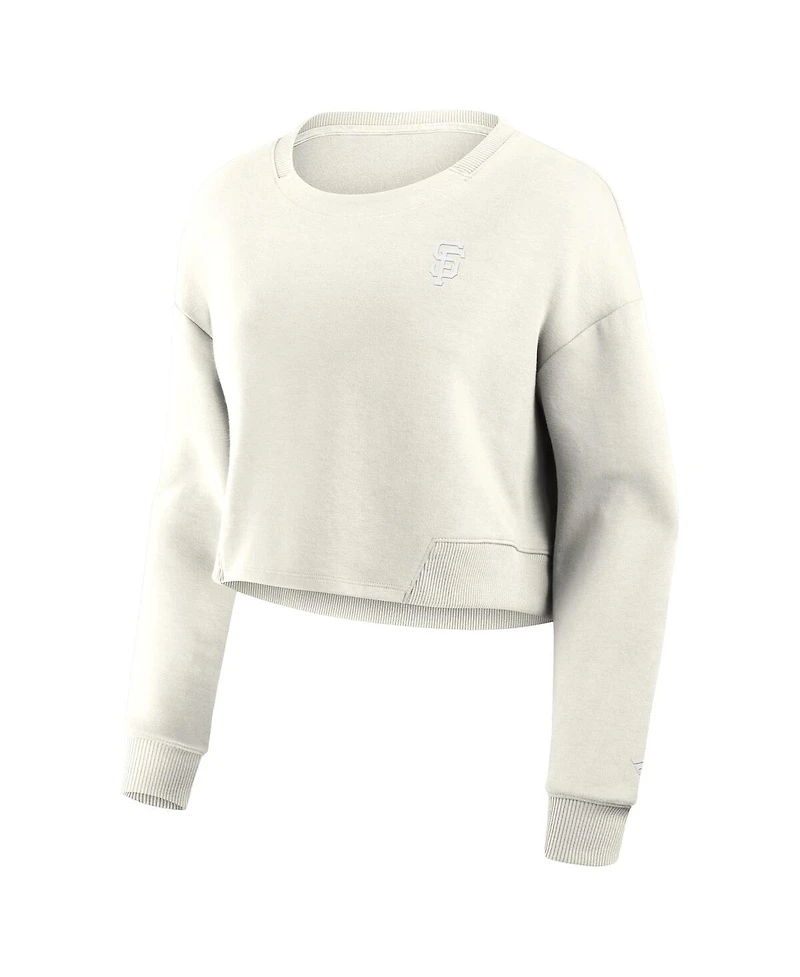 Fanatics Women's Cream San Francisco Giants Relax Studio Cropped Pullover Sweatshirt