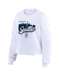 Wear By Erin Andrews Women's White Seattle Mariners Domestic Postcard Long Sleeve T-Shirt
