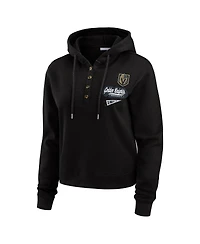 Wear By Erin Andrews Women's Black Vegas Golden Knights Waffle-Knit Pullover Hoodie