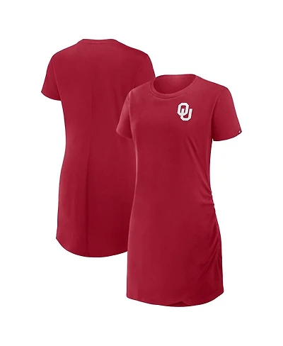 Fanatics Women's Crimson Oklahoma Sooners Relaxed fit Drape T-Shirt Dress