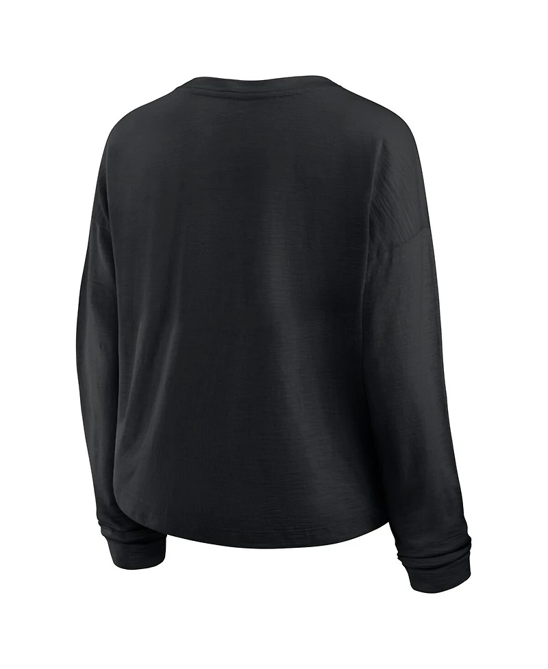 Fanatics Women's Black Vegas Golden Knights Oversized All Out Effort Long Sleeve Henley T-Shirt