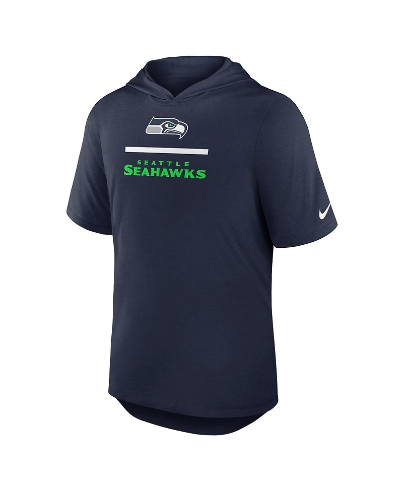 Nike Men's College Navy Seattle Seahawks Lockup Tri-Blend Hoodie T-Shirt