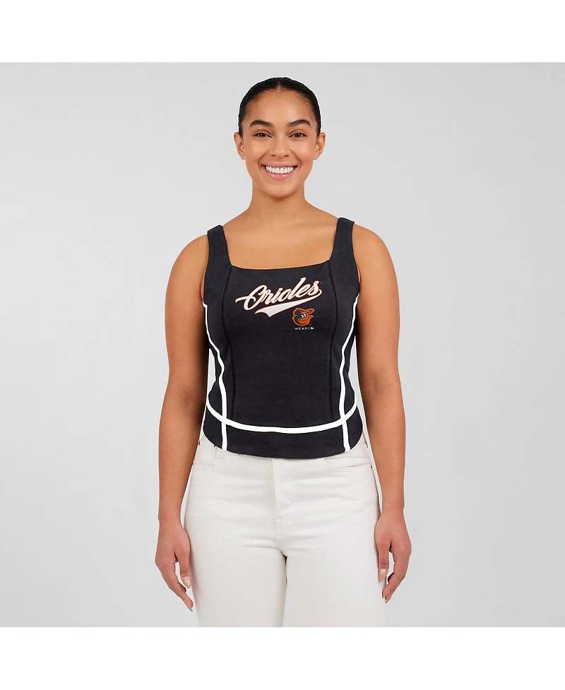 Wear By Erin Andrews Women's Black Baltimore Orioles Square Neck Tank Top