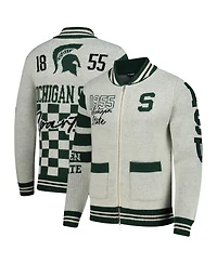 Colosseum Men's and Women's Cream Michigan State Spartans Wild Collective Button-Up Jacquard Sweater