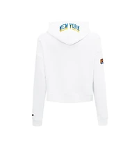 Pro Standard Women's White New York Knicks 2024/25 City Edition Chenille Applique Cropped Pullover Hoodie
