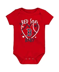 Outerstuff Baby Boys and Girls Boston Red Sox Slide Home Bodysuit 3-Pack