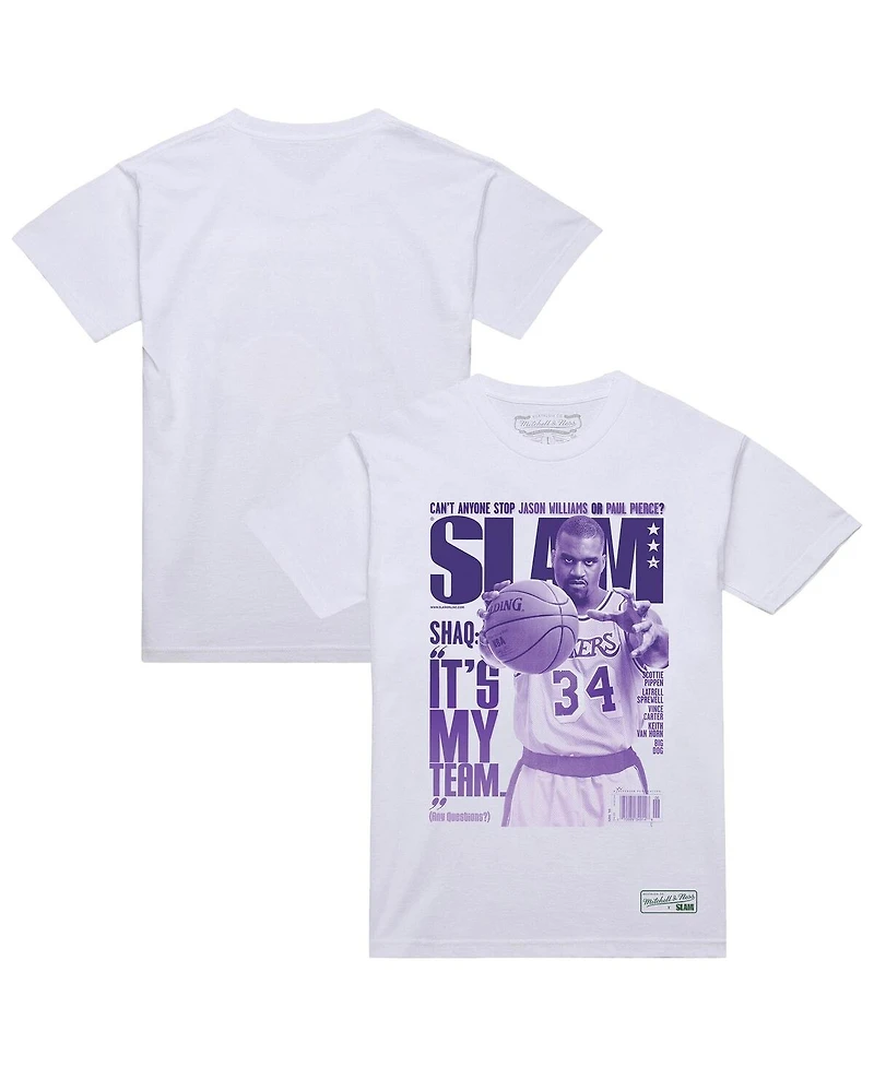 Mitchell & Ness Men's Shaquille O'Neal White Los Angeles Lakers Slam Gradient T-Shirt
