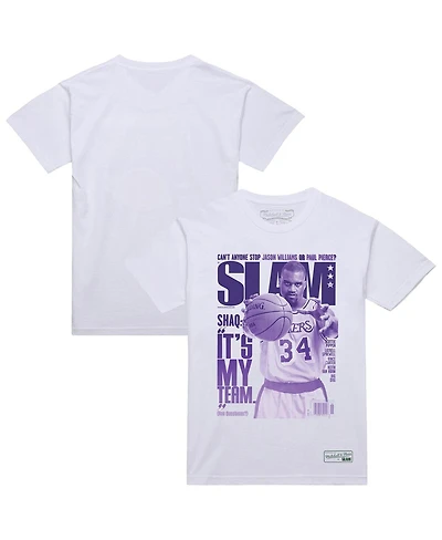 Mitchell & Ness Men's Shaquille O'Neal White Los Angeles Lakers Slam Gradient T-Shirt